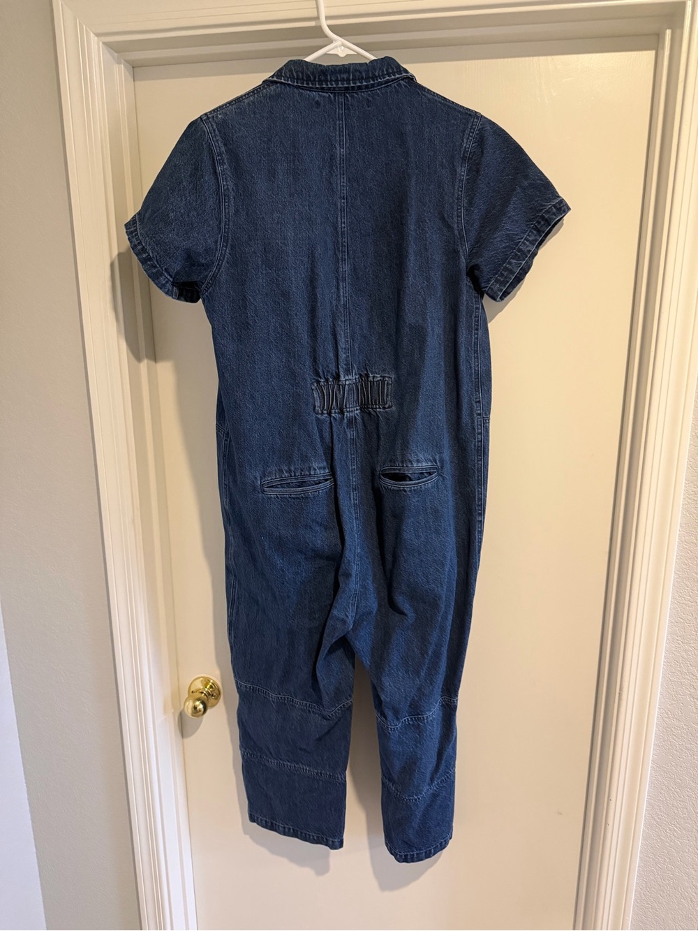 Shades of Grey Denim Short-Sleeve One-Piece Jumpsuit in Blue - Picture 2 of 3
